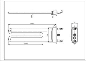 Washing machine tank Bosch 00265961 TPO 240-SB-2000 Thermowatt L=240mm 2000W