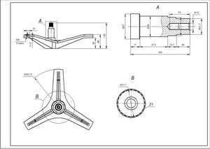 Drum cross for direct drive washing machine LG MHW34308901 L=100mm