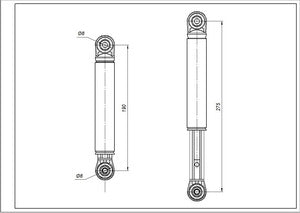 Tank shock absorber for washing machines Bosch 90N 00118869 ANSA hole diameter 8mm