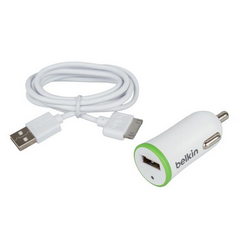 Зарядний пристрій автомобільний Belkin (USB 5V 2.1A) + кабель USB/30pin