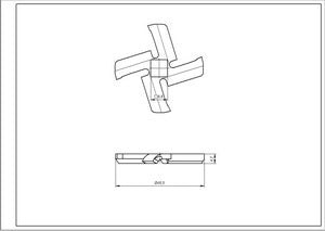 Нож для мясорубки Braun 67000899 D=46.5мм s=4.5мм Отверстие=9x9мм