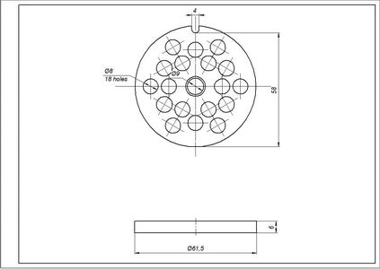 8mm grate (with groove) 00755475 for meat grinder NR8 Zelmer \ Bosch