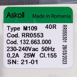 Помпа (насос) для пральної машини AEG 1326630009 RR0553 Askoll 25 Вт M109 (контакти роздільні ззаду, на 3 засувки)