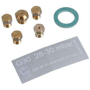 A set of burner nozzles for a Beko gas stove 4431910023 (5 pcs., G30/30 mbar + grill) (for cylinder gas)