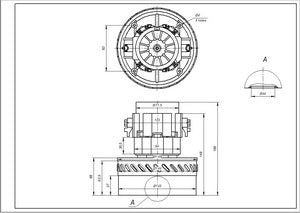 Мотор моющего пылесоса VAC057UN SKL 1000W D144/79mm H69/169mm