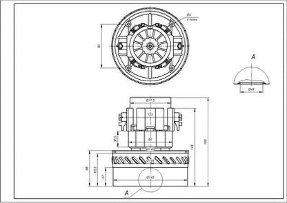 Двигун для мийного пилососа VAC057UN SKL D=144/79 mm H=69/169 mm 1000 W