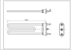 Бак стиральной машины Bosch 00643463 TPO 200-SG-2000 Kawai L=200мм 2000Вт