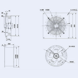 Осьовий вентилятор Weiguang YWF4D-500S-137/35-G 380V 1300rpm 6570 м3/год
