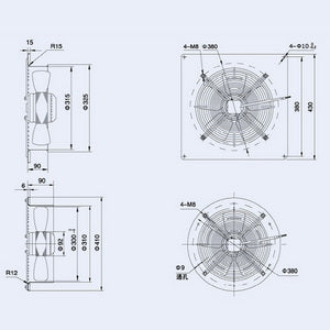 Осьовий вентилятор Weiguang YWF4E-300S-92/35-G 220V 1380rpm 1664 м3/год