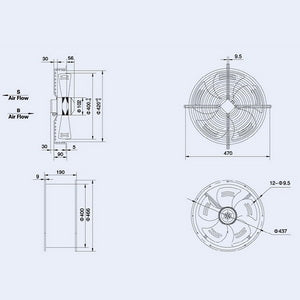 Осьовий вентилятор Weiguang YWF4D-400B-102/47-G 380V 1380rpm 3400 м3/год