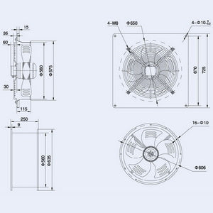 Осьовий вентилятор Weiguang YWF4D-550S-137/50-G 380V 1300rpm 8720 м3/час