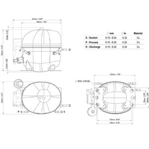 Компресор для холодильника EMBRACO ASPERA NE1121Z R134a 250W (з пусковим реле RSIR)