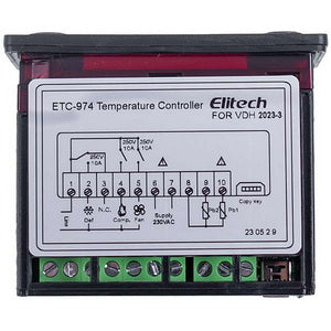 Controller Elitech ETS-974 (microprocessor 2 sensors) 220V 8A