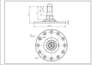 Drum flange (support) for washing machine Electrolux, Zanussi, D shaft = 17mm 12 holes x M5 (for bearing 6203)