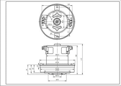 Vacuum cleaner motor KW41179VCM Koolwen 1800W D=130/84mm H=29/109mm