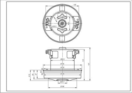 Vacuum cleaner motor KW41180VCM Koolwen 2000W D=130/84mm H=27/113mm