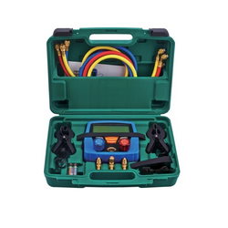 Manometric manifold electronic 2-valve HONGSEN HS-350A-AD + hoses 3pcs x1500mm