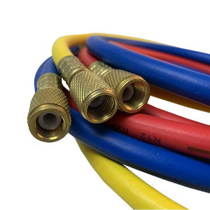 A set of filling hoses B372-S (3 pcs.x1800mm 1/4&apos&apos-1/4&apos&apos SAE) for freon R-22 R-134 R-502