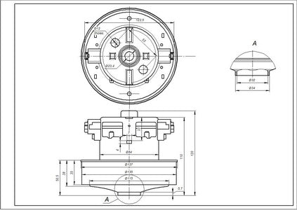 Vacuum cleaner motor KW41531VCM Koolwen 2000W D=135/84mm H=35/111mm (with protrusion)