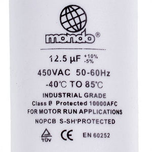 Пусковий конденсатор для пральної машини CBB60 Mondo 12.5uF 450V 40x70mm (під гайку, 4 клеми)