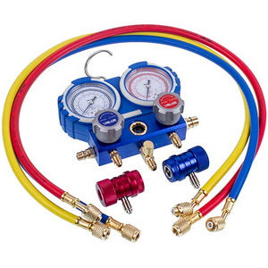 Pressure manifold 2-valve VALUE VMG-2 R134aB + hoses 3 pcs.x900mm + auto couplings 2 pcs. (R134a)