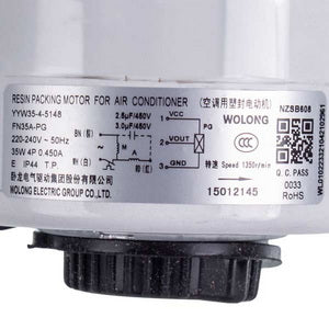 Air conditioner unit fan motor C&H 15012145 YYW35-4-5148 35W 220-240V, rod 8x45mm (counter-clockwise)