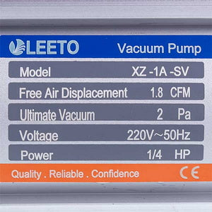 Vacuum pump with pressure gauge for air conditioner LEETO XZ-1A-SV (1 stage 50 l/min.)