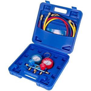 Pressure manifold 2-valve LEETO LMG-2-R22 (R22 R-134 R404 R407) + hoses 3 pcs.x1200mm