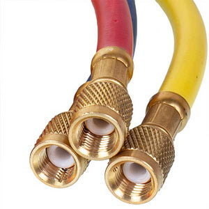 Pressure manifold 2-valve LEETO LMG-2-R22 (R22 R-134 R404 R407) + hoses 3 pcs.x1200mm