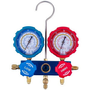 Pressure manifold 2-valve LEETO LMG-2-R22 (R22 R-134 R404 R407) + hoses 3 pcs.x1200mm