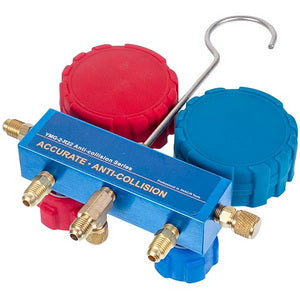 Pressure manifold 2-valve LEETO LMG-2-R22 (R22 R-134 R404 R407) + hoses 3 pcs.x1200mm