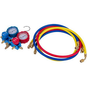 Manometric manifold 2-valve LEETO LMG-2-R410A (R410 R407 R134 R22) + hoses 3pcs.x1200mm