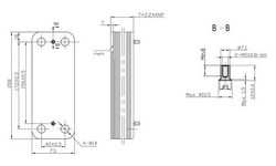 Plate heat exchanger (14 plates) for gas boiler Baxi/Westen 17B2071400