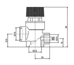 Isolation valve 3 bar 1/2" + 1/4" (universal) for gas boiler