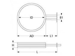 Ten universal heater for Modular oven, 1260W, 230V, flange 100x22mm
