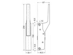 Door handle Fermod G791 for combi steamer Eloma, Angelo Po, Foinox, Küppersbusch, Lainox