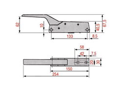 Door handle Fermod G791 for combi steamer Eloma, Angelo Po, Foinox, Küppersbusch, Lainox