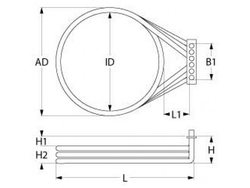 Ten for combi steamer Lainox 415993 7200W 230V flange 140x22mm