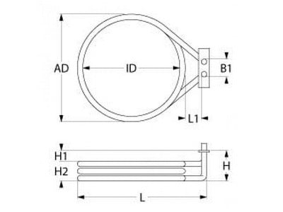 Тен для пароконвектомата Unox 419144 5000W 230V фланець 100x22mm