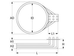 Heat for combi steamer Convotherm 420156 6800W 230V flange 90x70mm