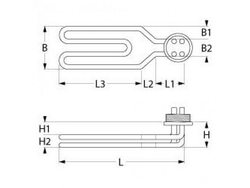 Tank heater, bathtub for dishwasher NuovaSimonelli, Omniwash 4500W, 230V, 1¼" flange bent.
