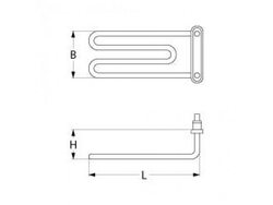 Tank heater, bathtub for dishwasher Amatis, Fagor, Mastro FI30, AD48 2000W, 230V, flange 70x18mm bent.