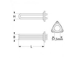 Boiler heater for dishwasher GAM, Krupps 418830 6000W 230V L=440mm B=37mm