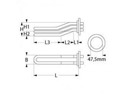 Boiler heater for dishwasher Winterhalter 420410 5000W 230V L=290mm B=33mm