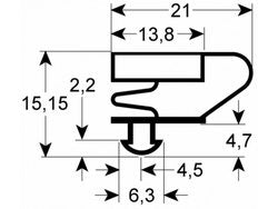 Уплотнитель двери резинка для холодильного шкафа ISA 689x1565мм проф.9704