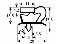 Ущільнення дверей резинка для холодильного стола Tecnodom, DGD 385x640мм проф.9048