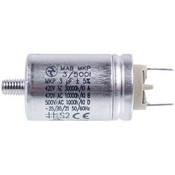 Starting capacitor for dishwasher AEG 1115927012 3uF 420V 48x30mm (2 terminals)
