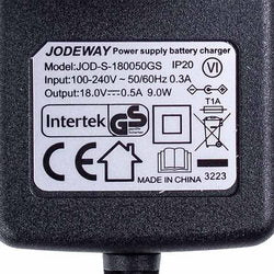 Adapter YLS0121A-E180050 for Gorenje cordless vacuum cleaner 602727 9W 100-240V 18V 500mA