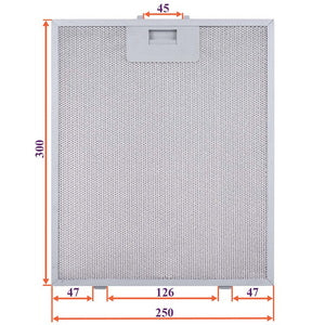 Grease filter for hood (metal) 250x300x8mm (for clips, universal)