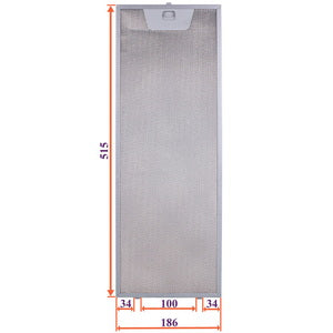 Фильтр жировой для вытяжки (металлический) 186x515x8мм (на клипсы, универсальный)